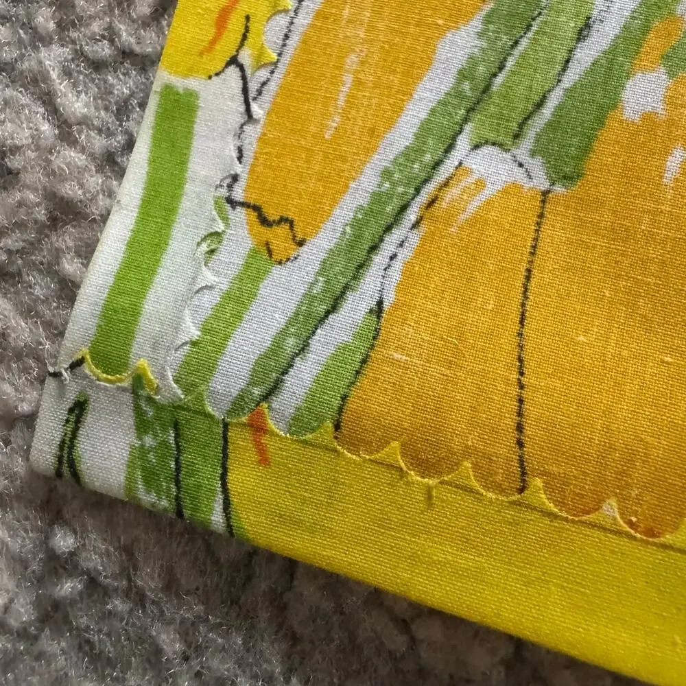 Vintage Mod Floral Cloth Napkins Set of 6 Large Yellow Poppy Orange Flowers 15